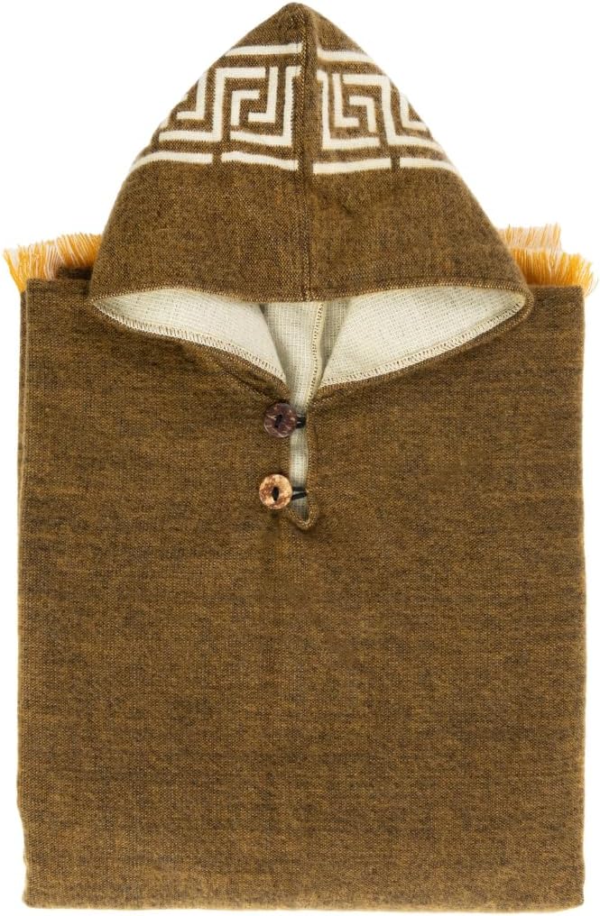 QISU Deep Mustard Alpaca Poncho -  Alpaca Wool Poncho, Handmade in Ecuador, Thick, Warm and Alpaca Wool Poncho, Lightweight and Soft - QISU