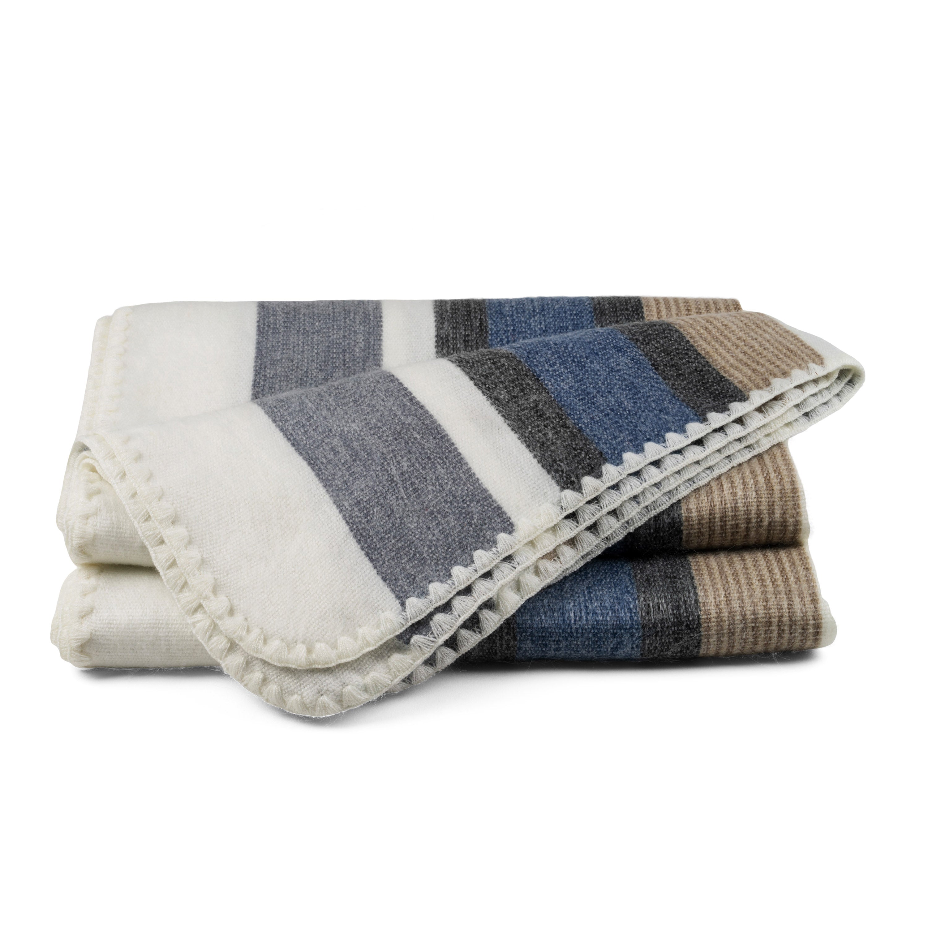 QISU Alpaca Wool Throw Blanket - Banded and Bold Blankets - QISU