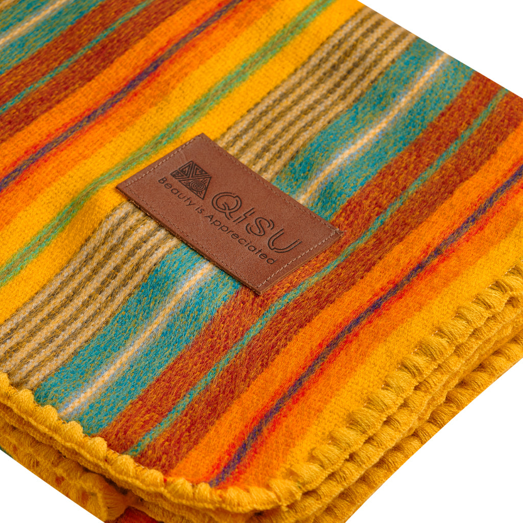 Variegated Stripe Alpaca Wool Blankets - QISU