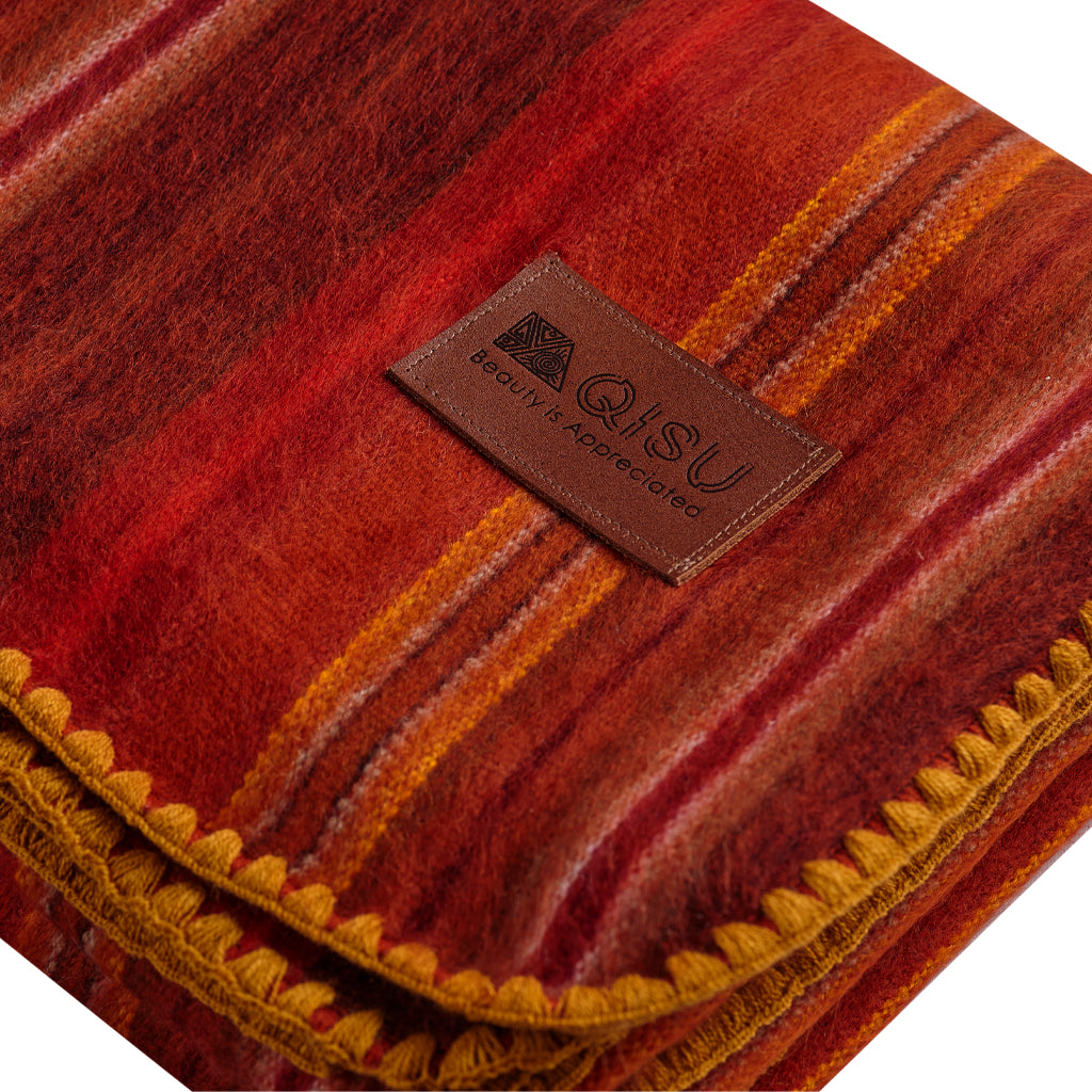 Variegated Stripe Alpaca Wool Blankets - QISU