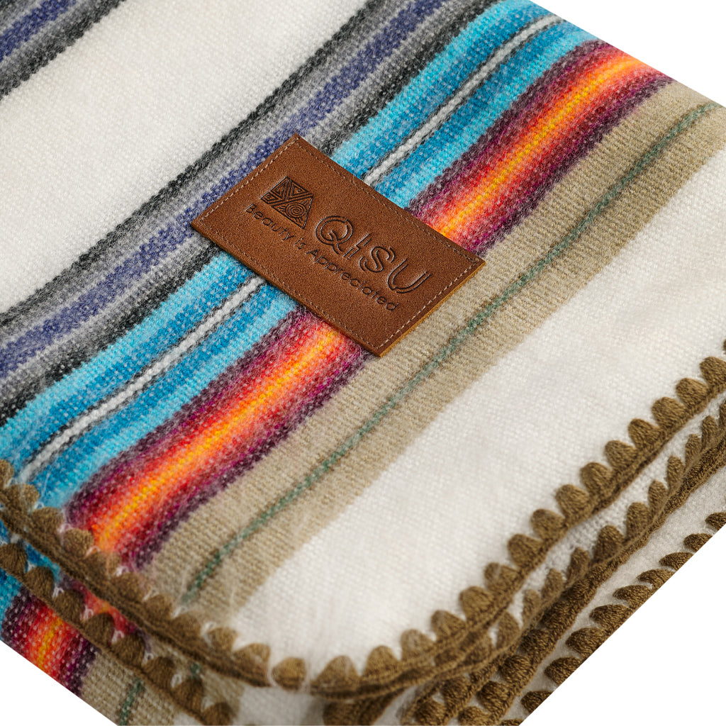 Variegated Stripe Alpaca Wool Blankets - QISU