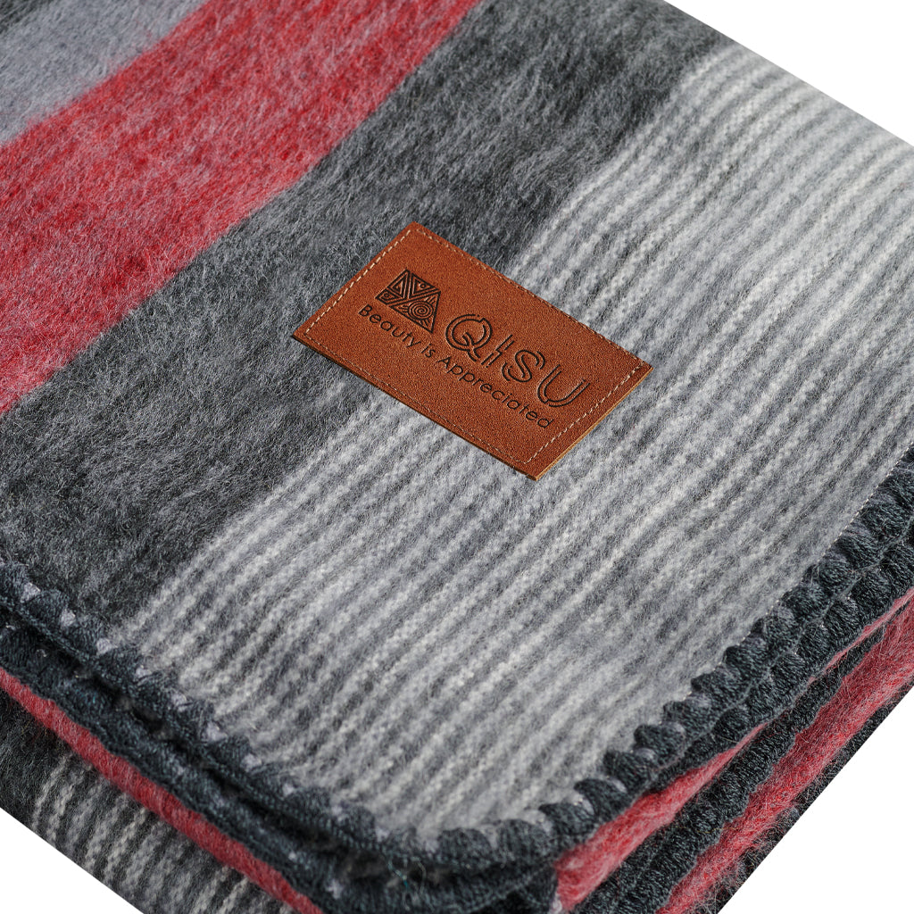 QISU Alpaca Wool Throw Blanket - Banded and Bold Blankets - QISU