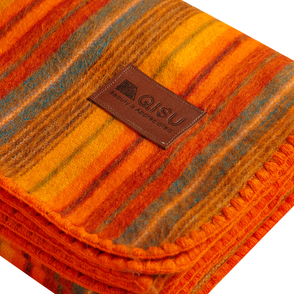 Variegated Stripe Alpaca Wool Blankets - QISU