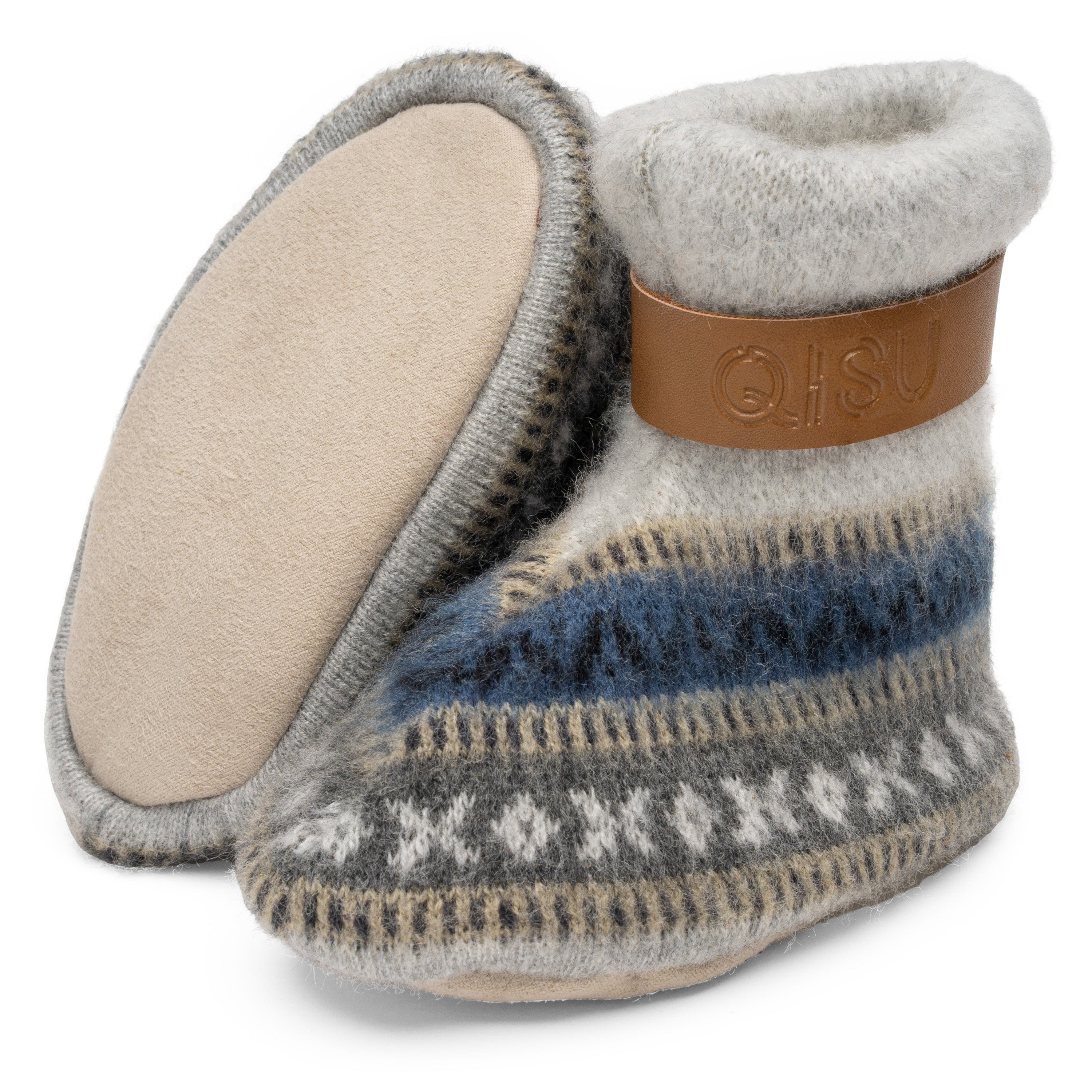 Qisu Polar Fleece Baby Booties for Boys and Girls - Rock Mountain Grey - QISU