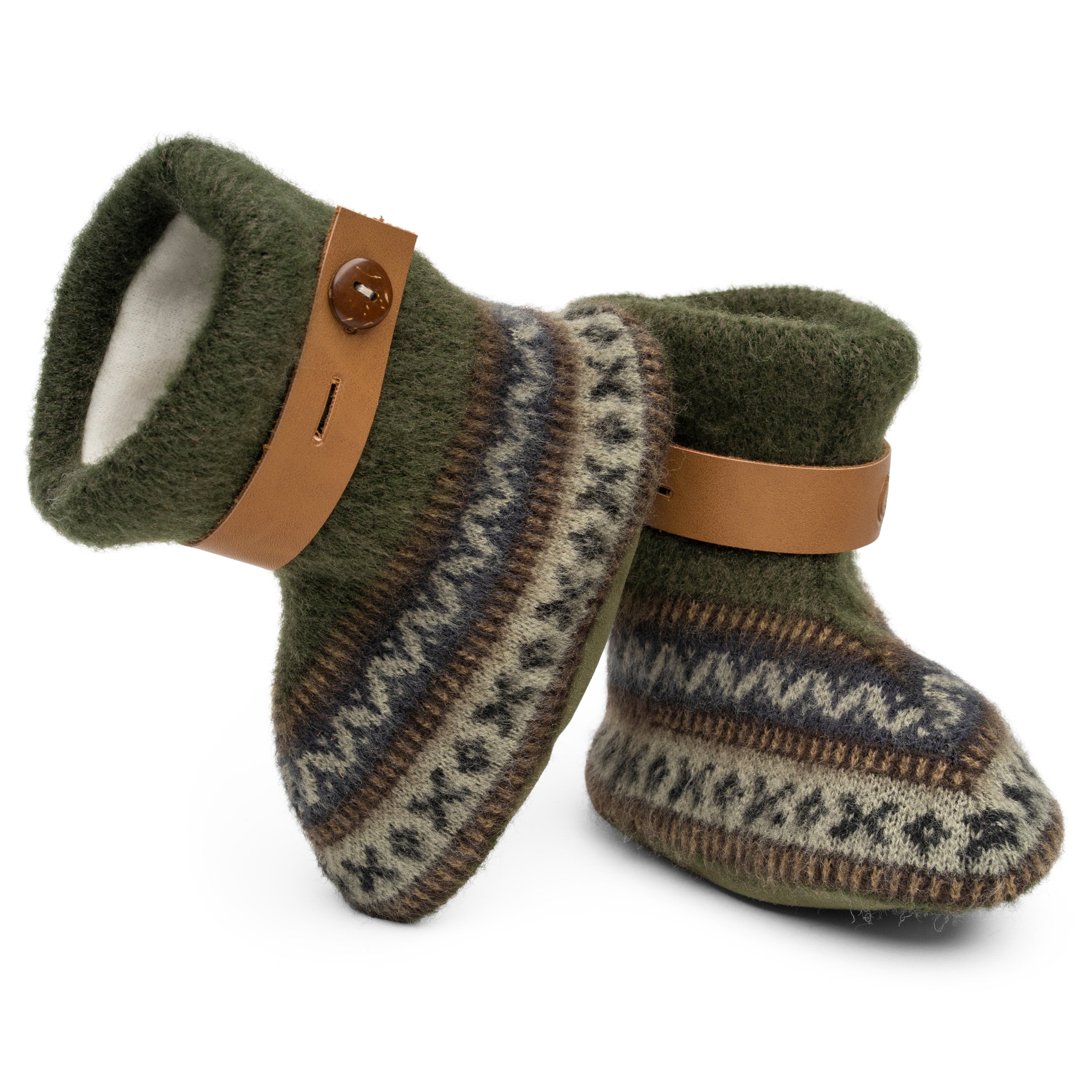 Qisu Polar Fleece Baby Booties for Boys and Girls - Green Forest - QISU